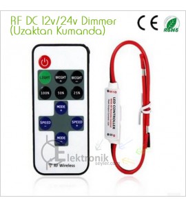ES-Uzaktan Kumandali Dimmer 12v-24v giris 0v-24v cikis dimmer 8A RF Soketsiz