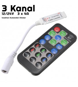 ES-Uzaktan Kumandali Dimmer 12v-24v giris 0v-24v cikis dimmer 8A RF 3kanal