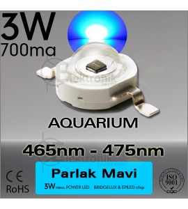 ES-LED 3W Mavi 465nm-475nm Bridgelux
