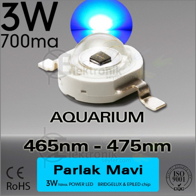 ES-LED 3W Mavi 465nm-475nm Bridgelux