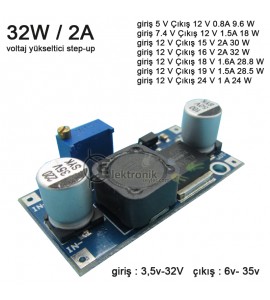 ES-32W 2A Step up voltaj regulatoru voltaj yukseltme XL6009