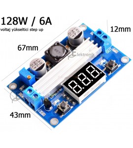 ES-128W 6A 4v-35v Voltaj Yukseltme Step up Voltmetre